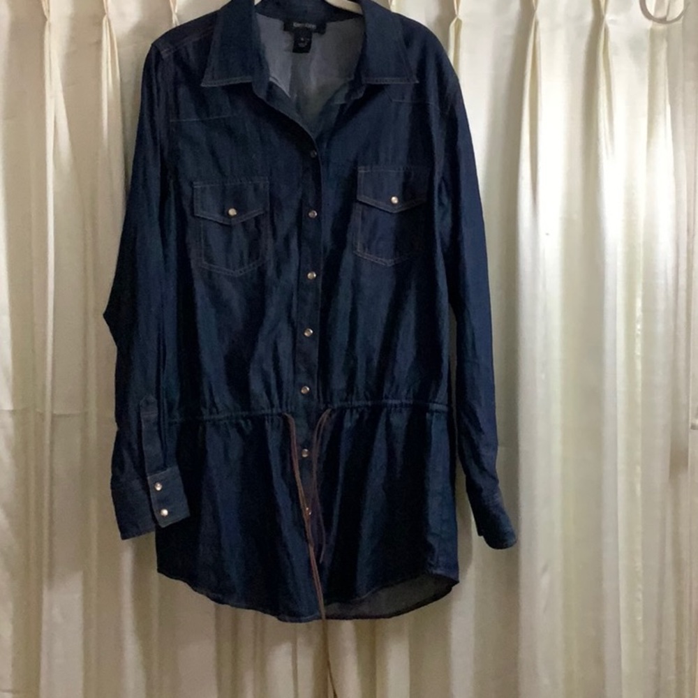 Karen Kane XL Denim Drawstring Top. New, never worn, no tags